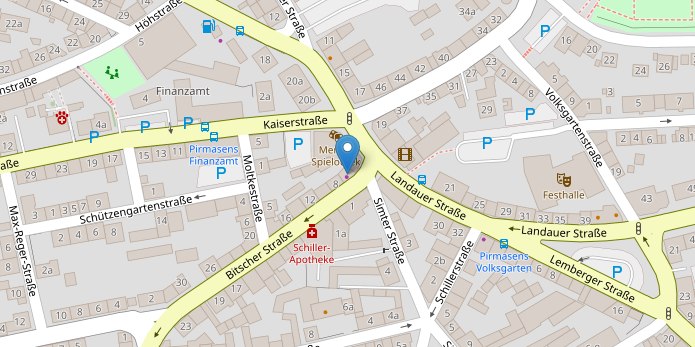 Karte von OpenStreetMap, die die Position vom Salon mit einem blauen Icon markiert